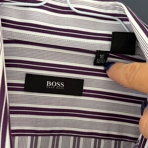 Hugo Boss White and Purple Striped Shirt